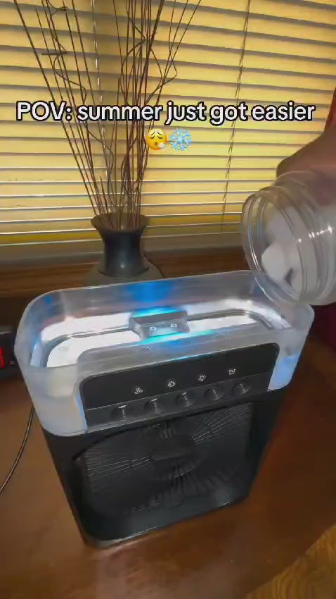 4-In-1 Multi-Functional Portable Air Humidifier Cooling USB Fan With 7-Color Night Light